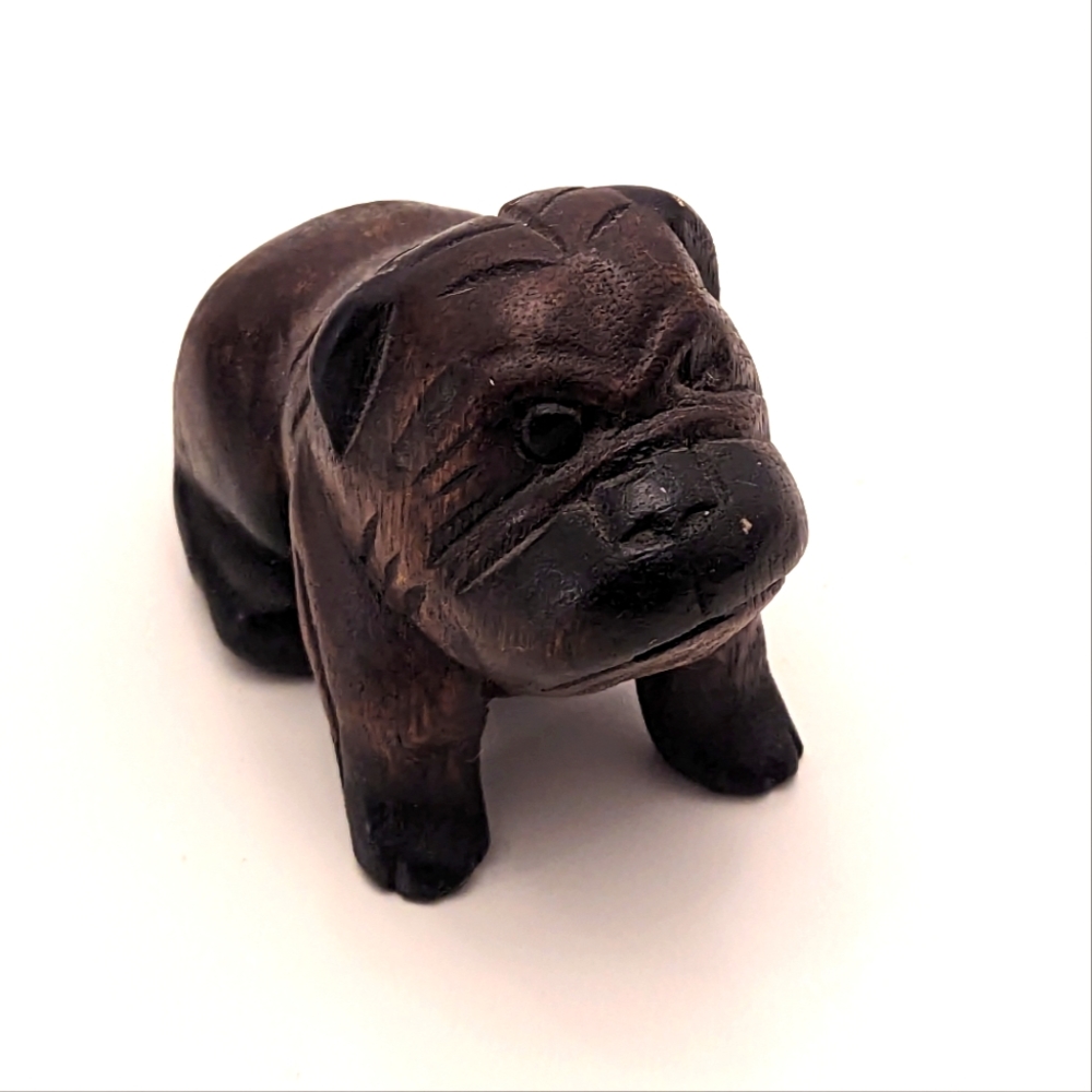 Small Wooden Carved Pug